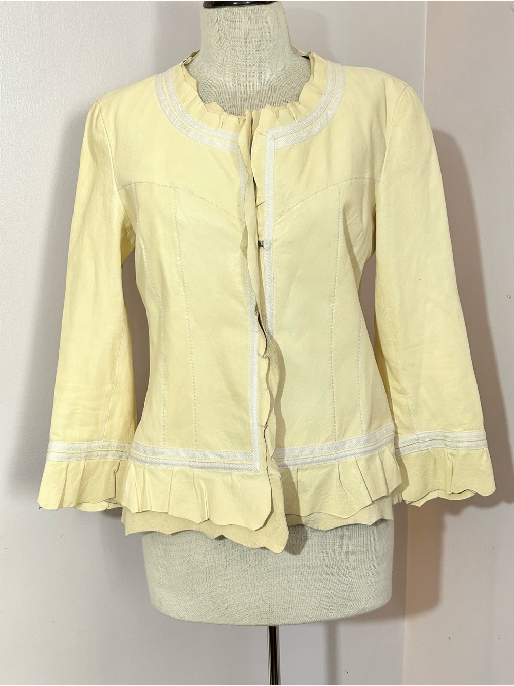 STRENESSE Gabrielle Strehle Yellow Lamb Leather Jacket 8